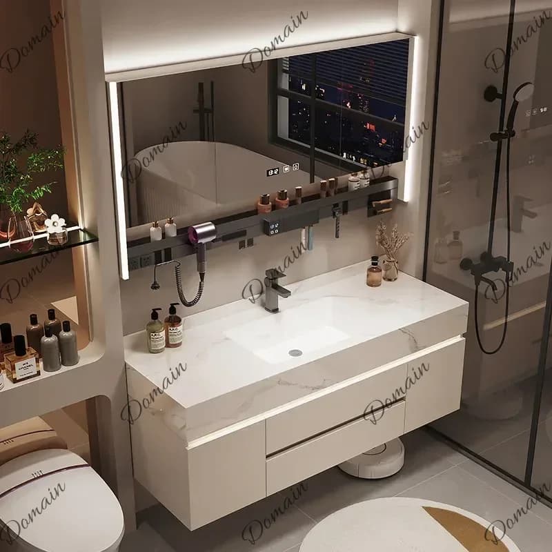 B46 XX Cabinets Furniture Slate Seamless Integrated Basin Combination Bathroom Cabinet Washbasin Organizer Closet Vanity Crack S