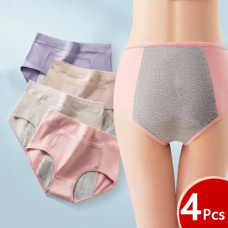 4 pezzi mutandine mestruali da donna pantaloni fisiologici biancheria intima a prova di perdite signore periodo mutandine slip in cotone a vita alta lingerie