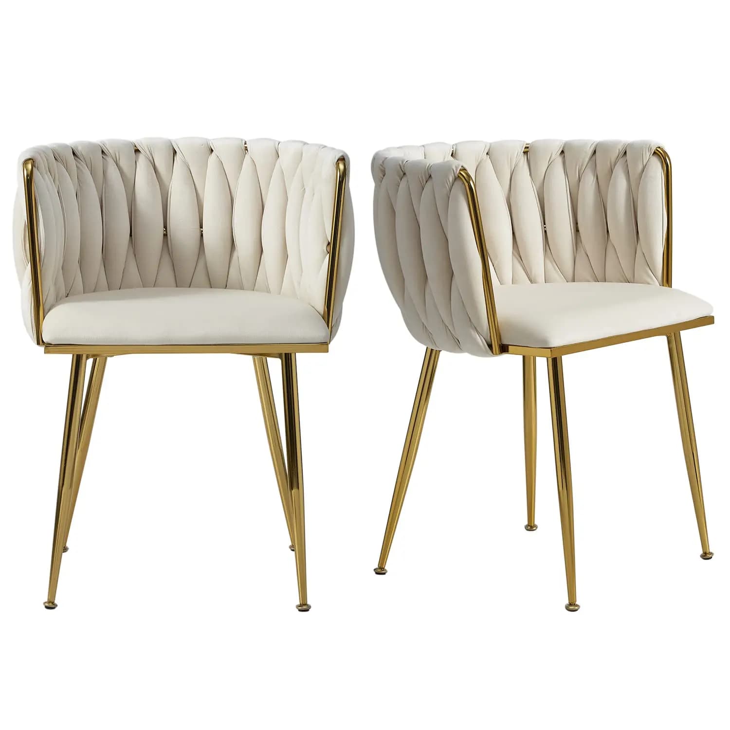 Set di 2 sedie da pranzo in velluto, sedie da sala da pranzo moderne imbottite con gambe in metallo dorato e schienale in tessuto per sala da pranzo,