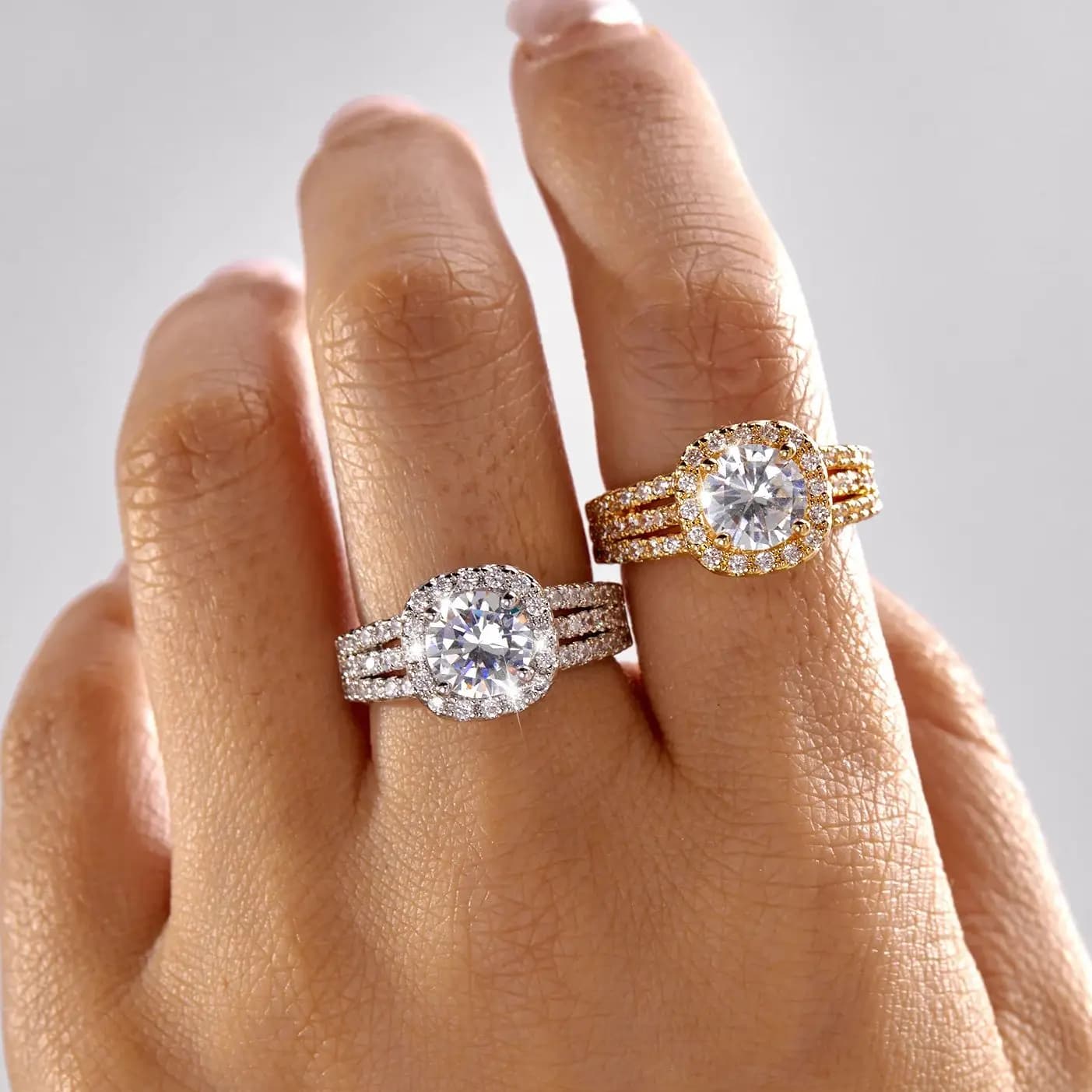 Anello di Lusso con Strass per Donne, Incastonato con Zirconi Cubici Scintillanti, Anelli Geometrici per Feste e Matrimoni, Accessori di Gioielleria