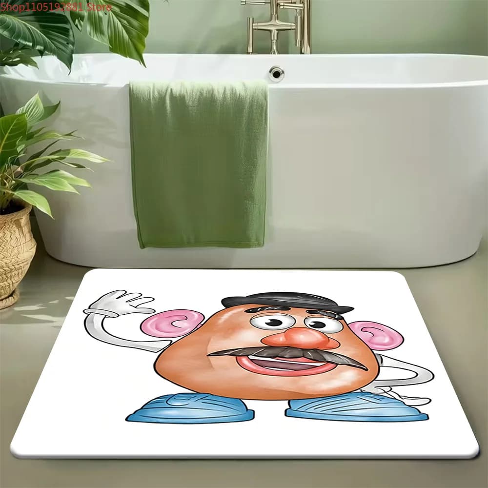 Disney Toy Story Mr. Tappetino da bagno a forma di personaggio dei cartoni animati Potato Head, tappeto da bagno super assorbente antiscivolo, tappetino da doccia con personaggio classico e giocoso