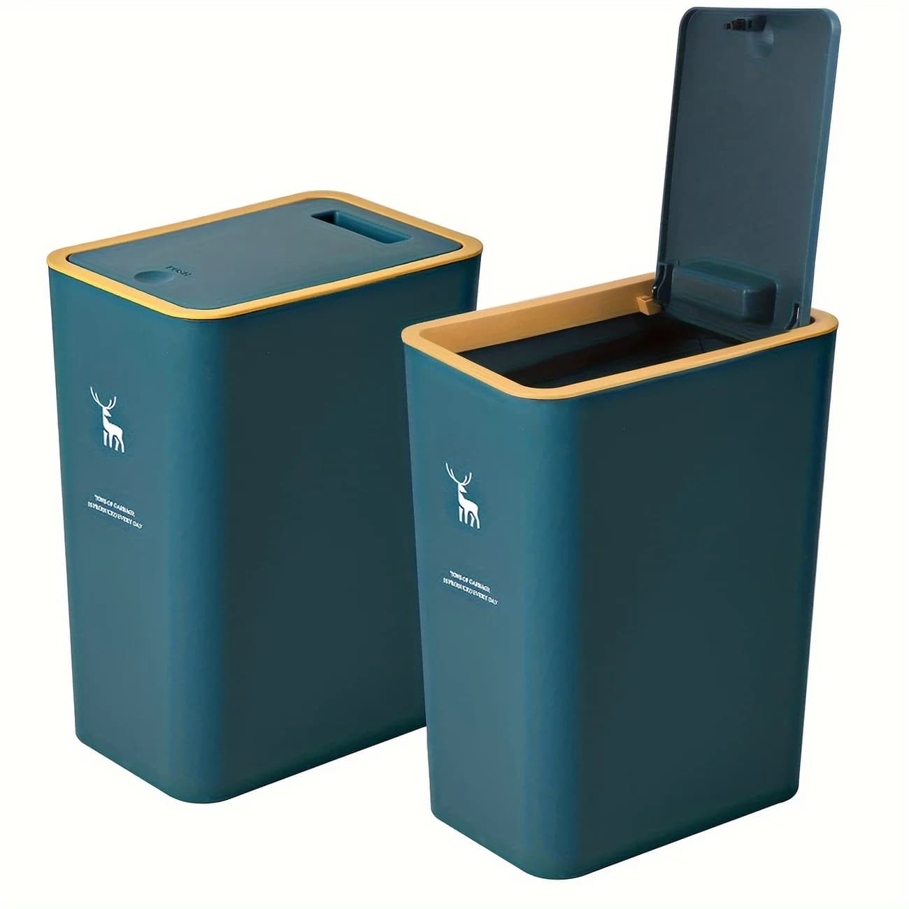 Pattumiera da bagno da 1 pezzo Pattumiera da 15 litri con coperchio superiore a pressione per cucina, camera da letto, soggiorno Cestino per rifiuti in plastica con coperchio pop-up