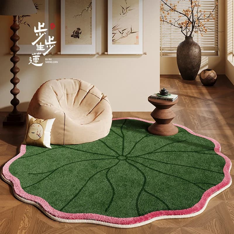 VIKAMA Tappeto a forma di foglia di loto Resistente allo sporco Soggiorno Divano Finestra Toletta Tappetino Decorazione della casa All'aperto