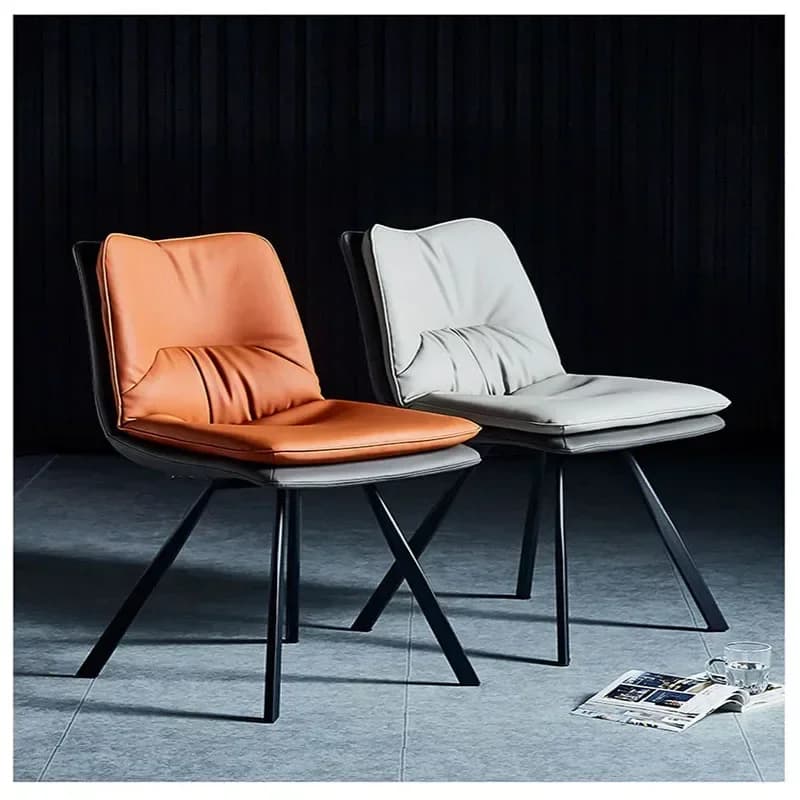 Sedia, Sedia da pranzo in tessuto a doppio strato di lusso nordico, Sala da pranzo moderna e semplice con schienale in acciaio al carbonio Gamba da pranzo Co Chaises Salle Manger