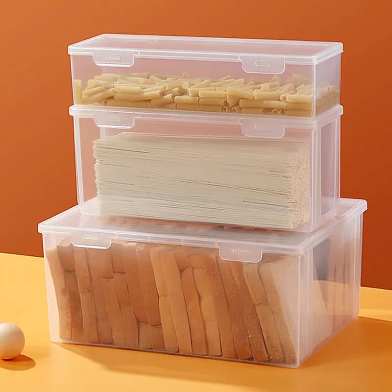 Contenitore Rettangolare in Plastica per Alimenti con Coperchio per Conservazione di Frutta Secca, Cereali, Pasta, Sigillatura per Mantenere la Freschezza