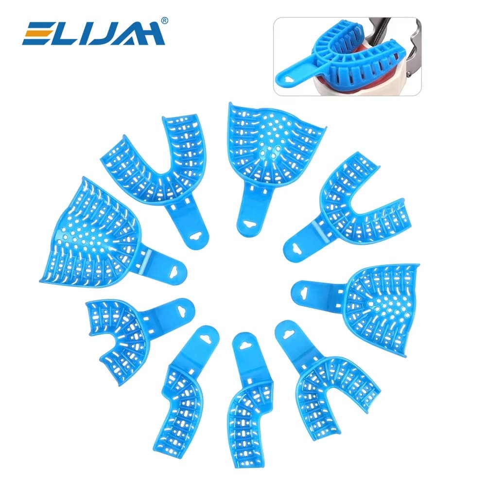 9Pcs/Set Disposable Plastic Dental Impression Trays Denspay Dental Dental Impression Plastic Tray Dentist Laboratory Tool