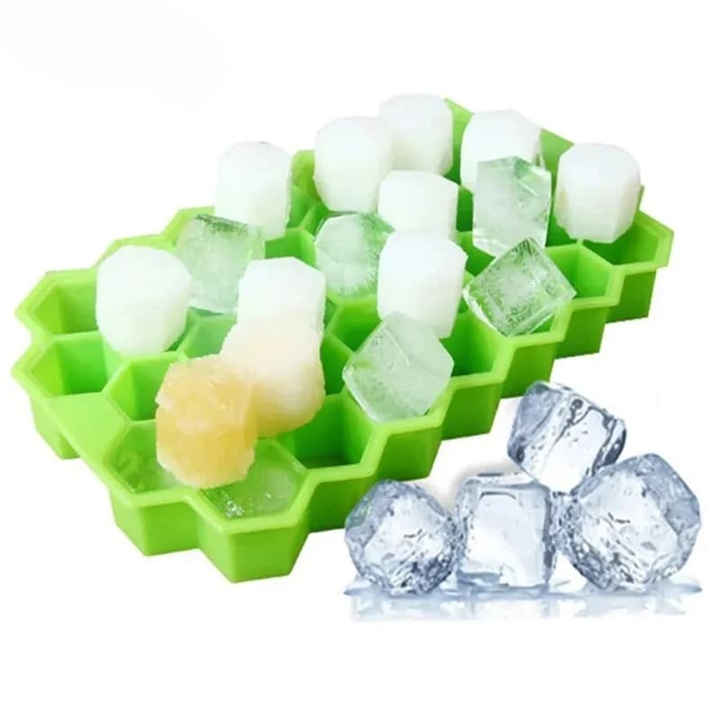 Stampi per ghiaccioli in silicone con scomparto per vassoio per cubetti di ghiaccio a nido d'ape con coperchio Stampi per cubetti di ghiaccio in gelatina per bevande Cucina per feste