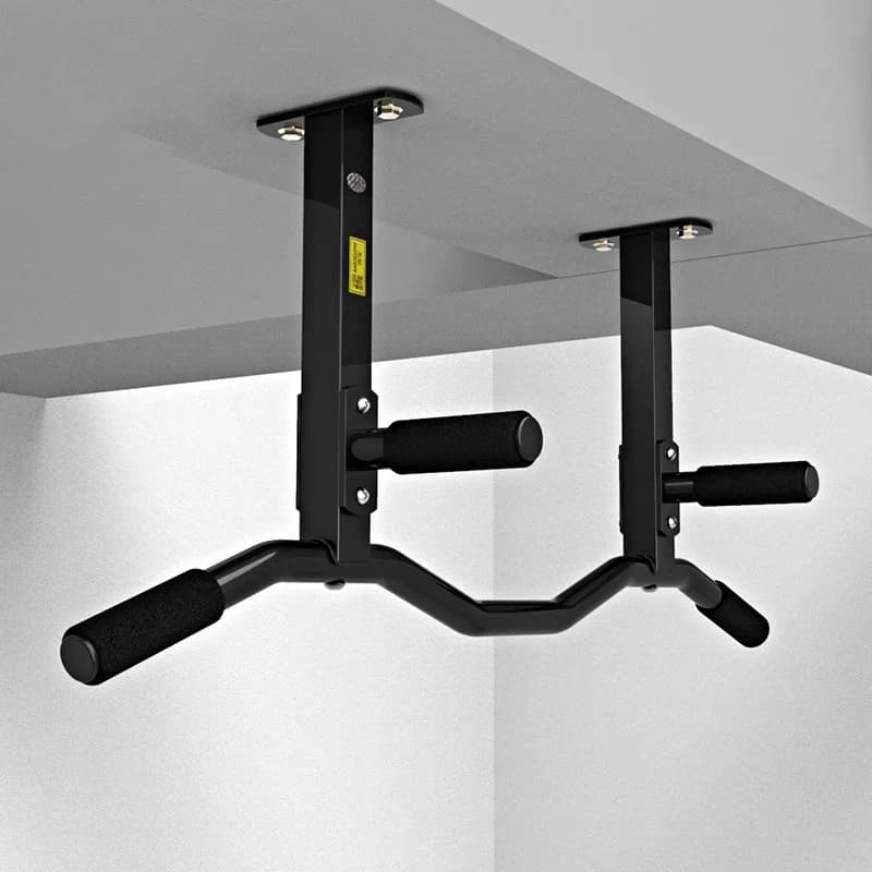 Lower fitness bar with suspended ceiling beam for pull-up machine, multifunctional home gym in stainless steel, fitness and body building