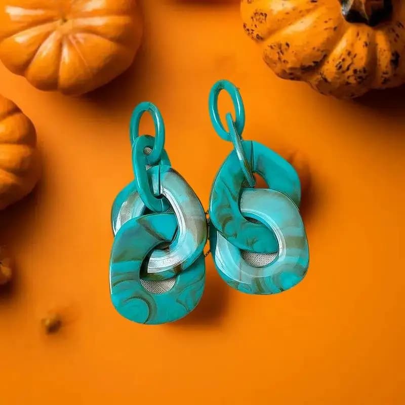 Exaggerated Acrylic Irregular Chain Pendant Earrings For Women Personality Red Large Circle Spliced Earrings
