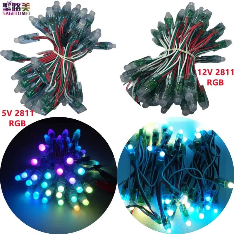 50pcs/lot 12mm DC5V 12V addressable Led module WS2811 IC Digital Waterproof Christmas String Pixel Light For letter display