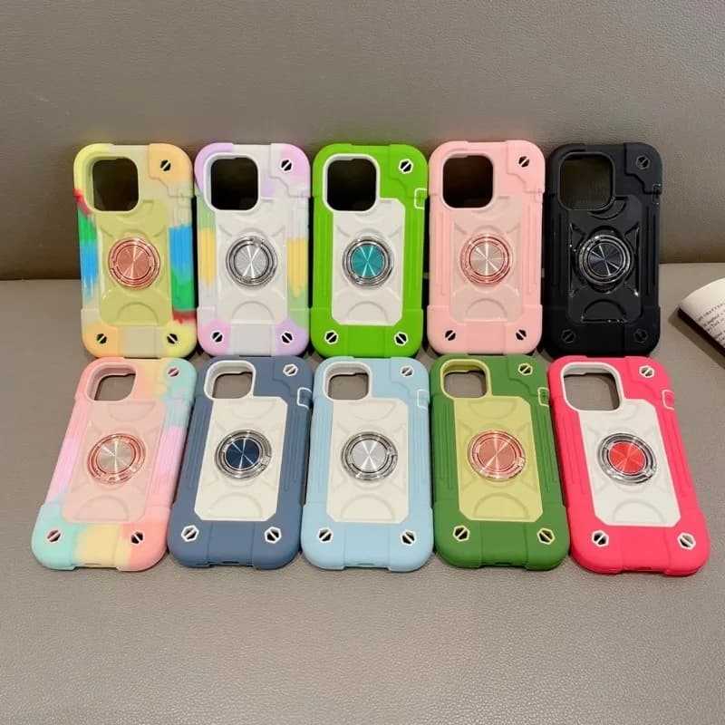 Luxury Heavy Duty Ring Holder Lanyard Case for IPhone 17 Pro Max PC TPU Armor Cover for IPhone 11 12 13 14 15 16 Pro Max Plus