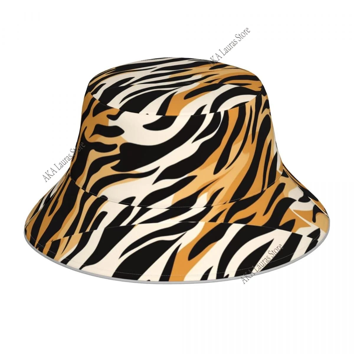 Reflective Fisherman's Hat with Abstract Tiger Strips Summer Hats Fisherman's Hat Folding Hats for Women's Solar Protection