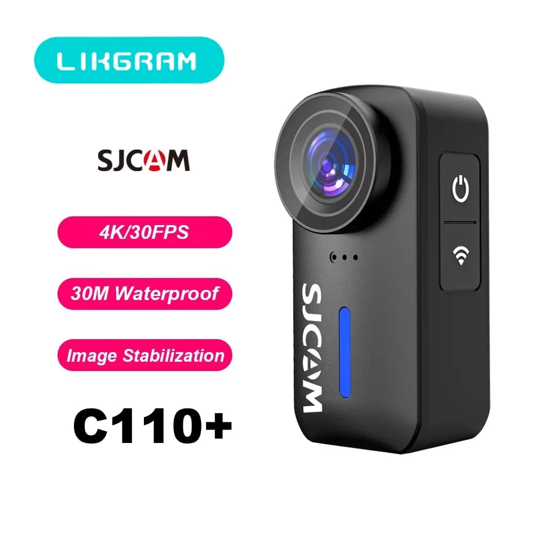 SJCAM C110+ Videocamera d'Azione 4K 30fps 170° ° Obiettivo Ultra Wide F1.8 Impermeabile fino a 30m con Custodia, Giroscopio a Sei Assi Anti-Shake