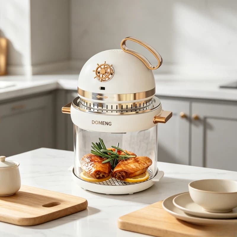 Visible Glass Air High Power Mechanical Control Oil-Free Low Fat Fast Cooking Easy Clean Auto Shut Off Household Kitchen Fryer