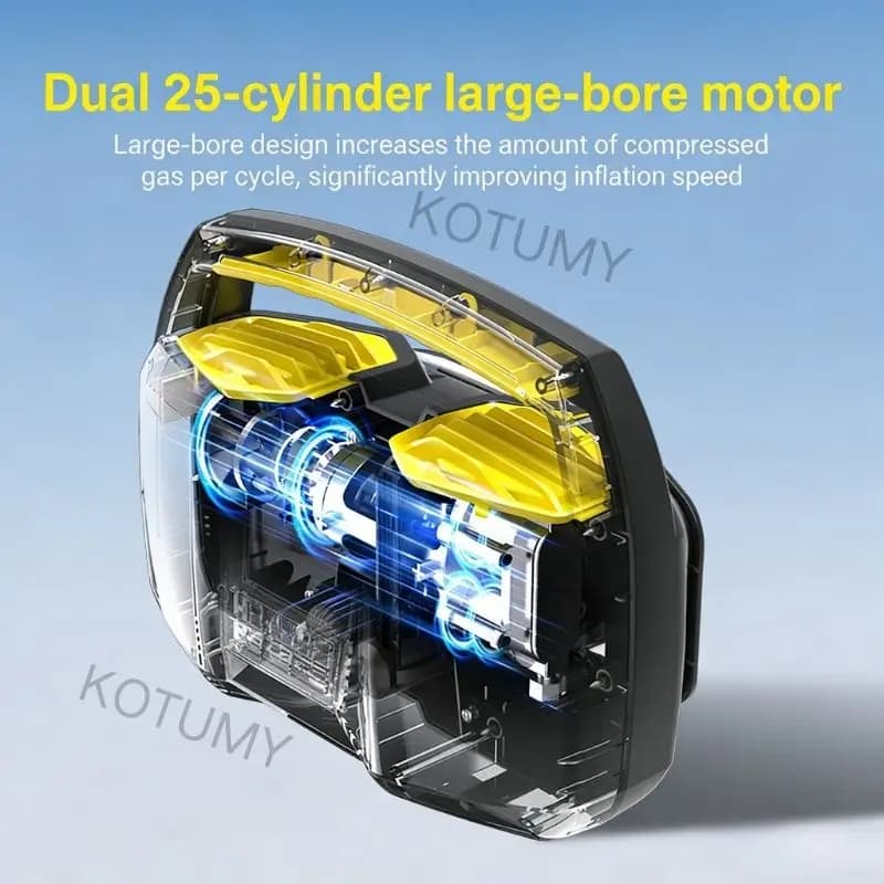 Gonfiatore per Pneumatici SUV Fuoristrada e Pickup, Pompa d'Aria Digitale Intelligente a Doppio Cilindro 25 con Funzione di Rifornimento d'Emergenza e Illuminazione