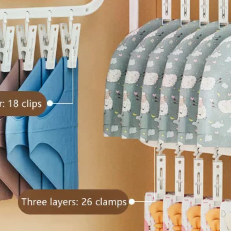 Multi-clip Sock Drying Rack Multi-functional Removable Space-saving Socks Underwear Baby Saliva Towel Household Storage Rack