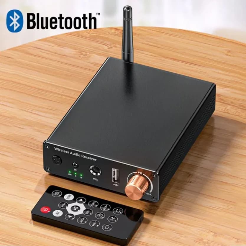 Bluetooth 6.0 Wireless Adapter Audio Receiver 3.5mm AUX RCA 6.5MM Microphone Karaoke USB U-Disk Play With Remote volume Control