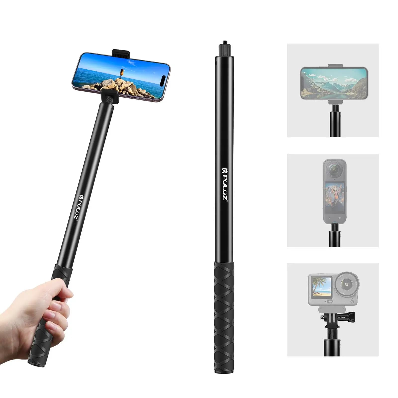 PULUZ 2m Metal Selfie Stick Monopod for Insta360 One RS / X2 / X3 / X4 / DJI Osmo 360 Holder Stick