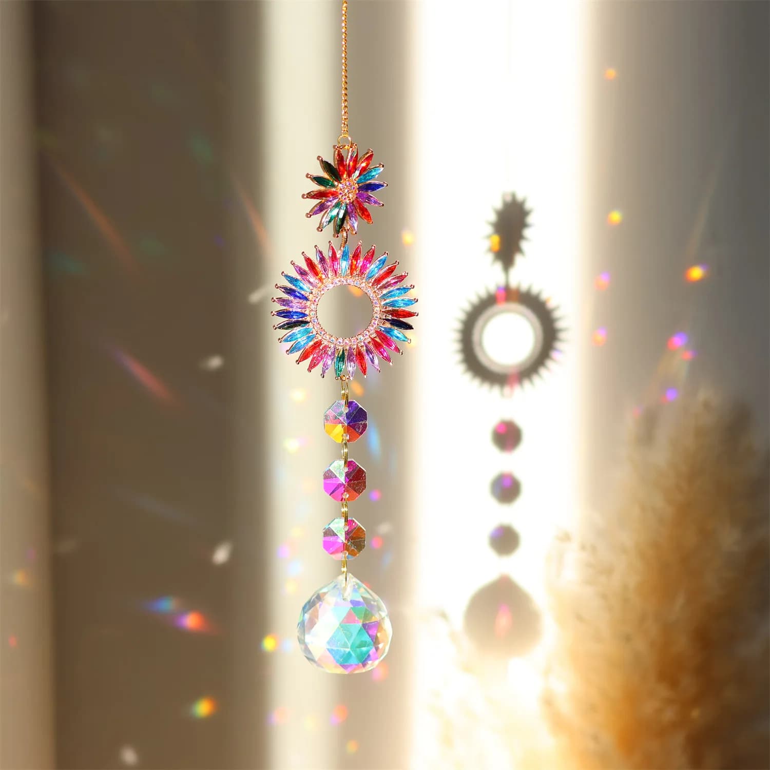 Sun Catcher Star Moon Crystal Suncatcher Diamond Hanging Glass Prisms Wind Pendants Dream Catcher Home Garden Decor