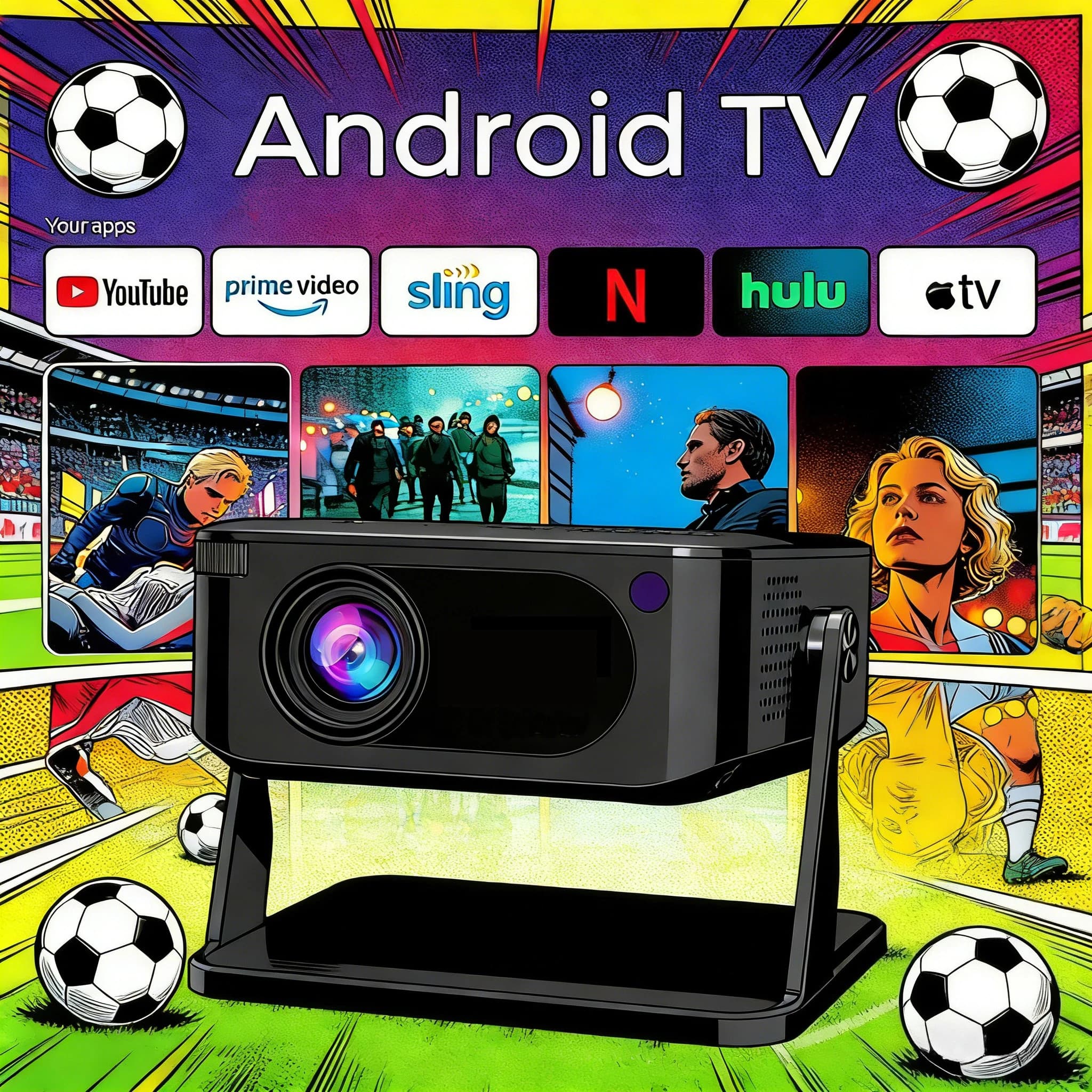 Proiettore Xnano HA109 300 ANSI 720P Android 11 WiFi 6 BT 5.0 con App Integrate, Supporto Smartphone, Video 1080P 4K, Mini Proiettore Home Cinema