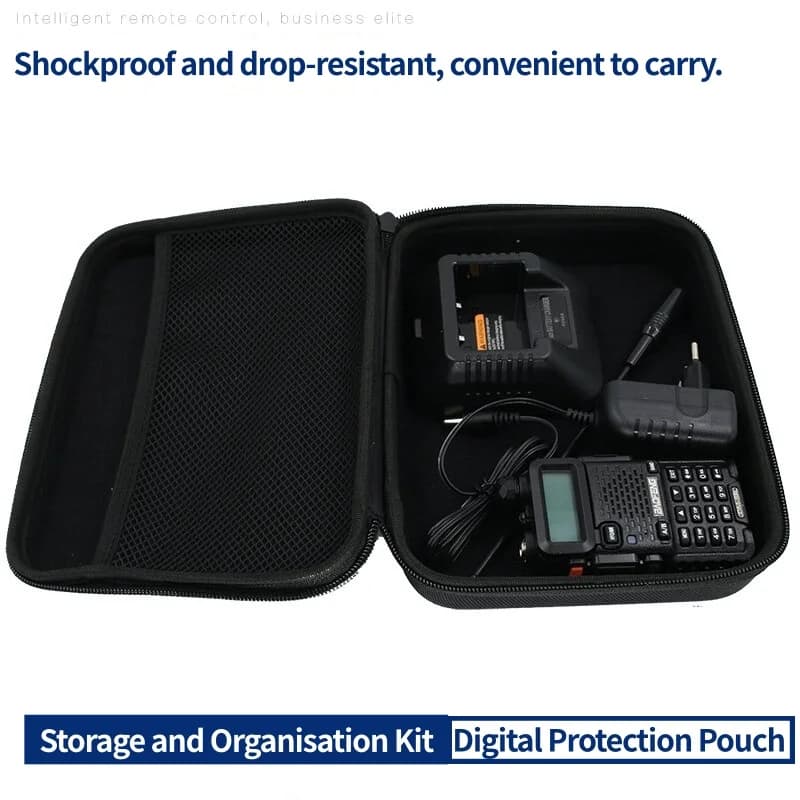 QUANSHENG K5 Borsa a mano Scatola di immagazzinaggio Custodia da trasporto Borsa a mano di stoccaggio per BAOFENG UV-5R Serie UV-5RA 5RE Plus TYT Radio Walkie Talkie