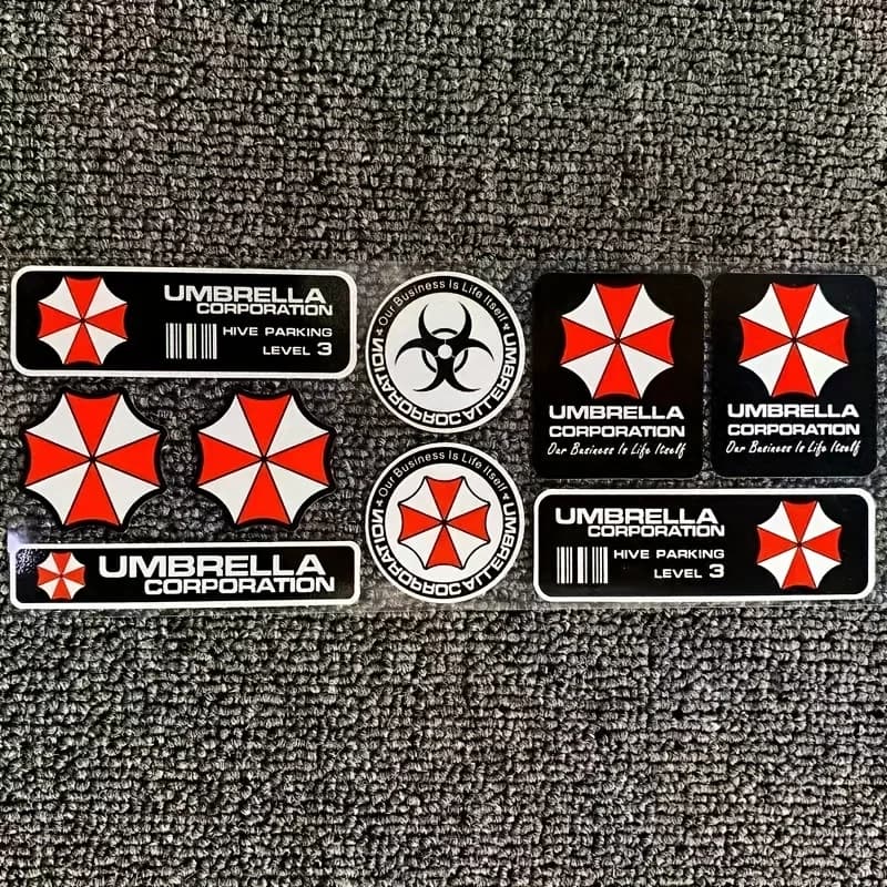 1SET Umbrella Style Biohazard Waterproof Sticker Set Holographic Decals for Car Motorcycle Helmet Decor