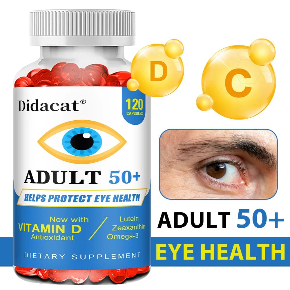 Vitamin supplement for the eyes with lutein and zeaxanthin, containing vitamins C, E and zinc to support the view, for adults and elderly