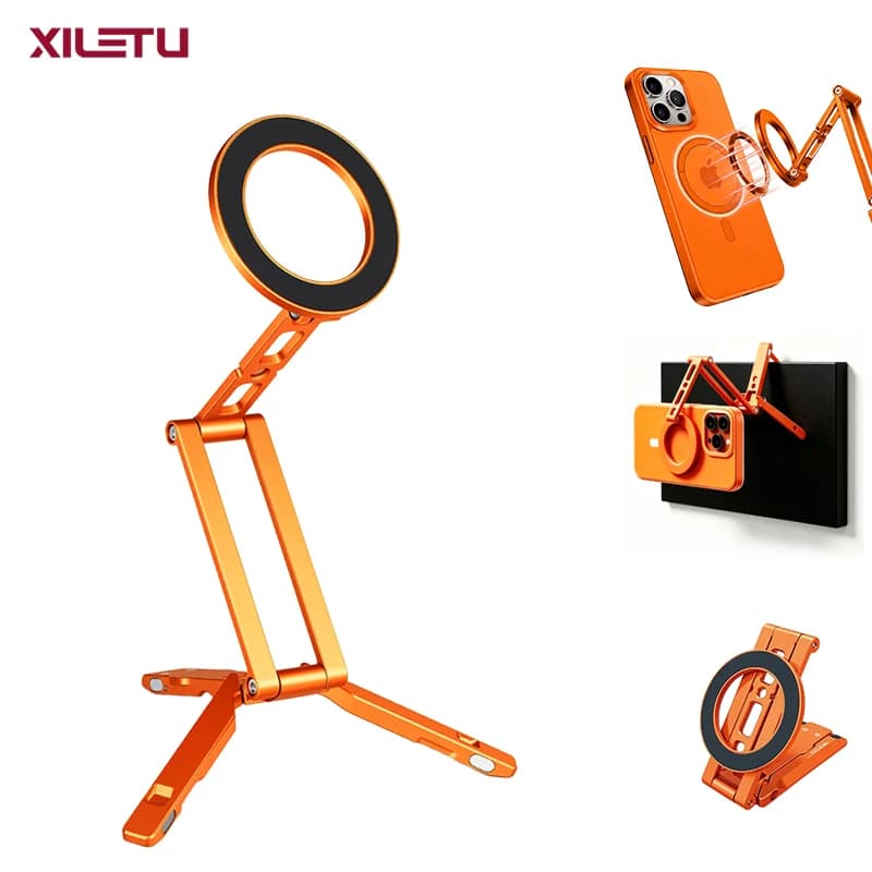 XILETU For You Treppiede magnetico pieghevole per telefono tascabile Supporto per telefono Magsafe per iPhone Android Supporto per treppiede Supporto da tavolo portatile