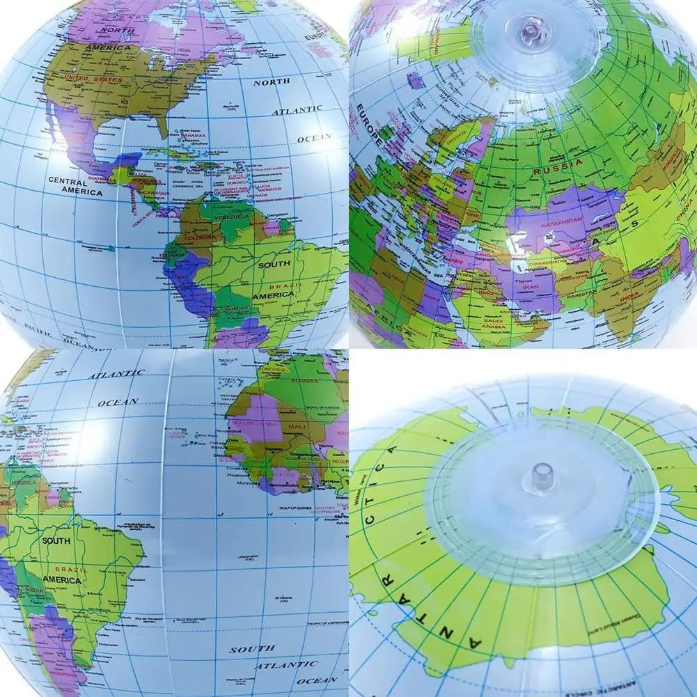 Pallone da Spiaggia Gonfiabile 12/16 Pollici con Mappa del Mondo, Giocattolo Educativo di Geografia, Palloncino Didattico per Bambini e Adulti, Regalo Creativo