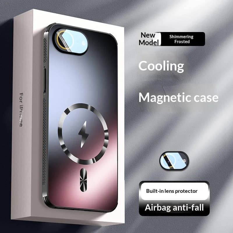 Custodia Magnetica Rinfrescante per iPhone 17E, Protezione Lente, Anti-Caduta con Airbag, Anti-Impronta