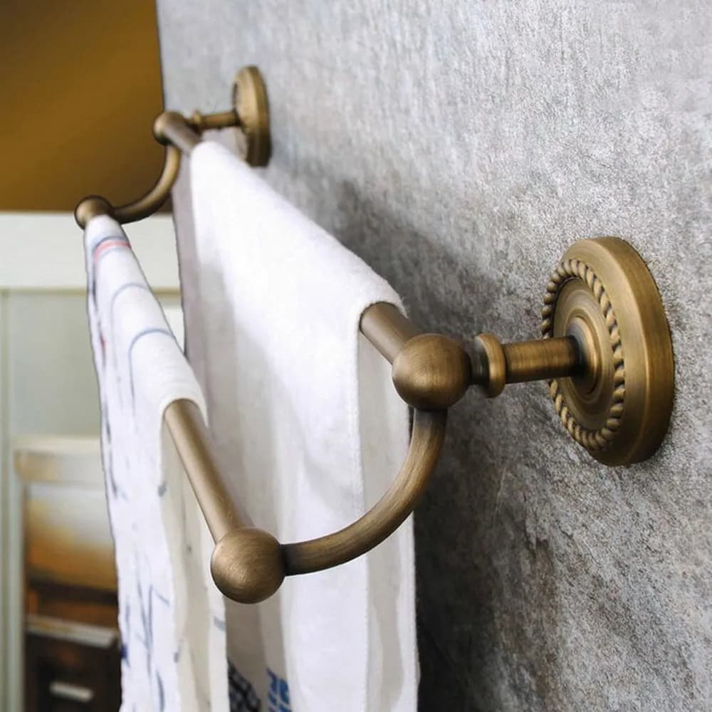 Accessorio da bagno con portasciugamani doppio portasciugamani da bagno in ottone antico montato a parete mba093