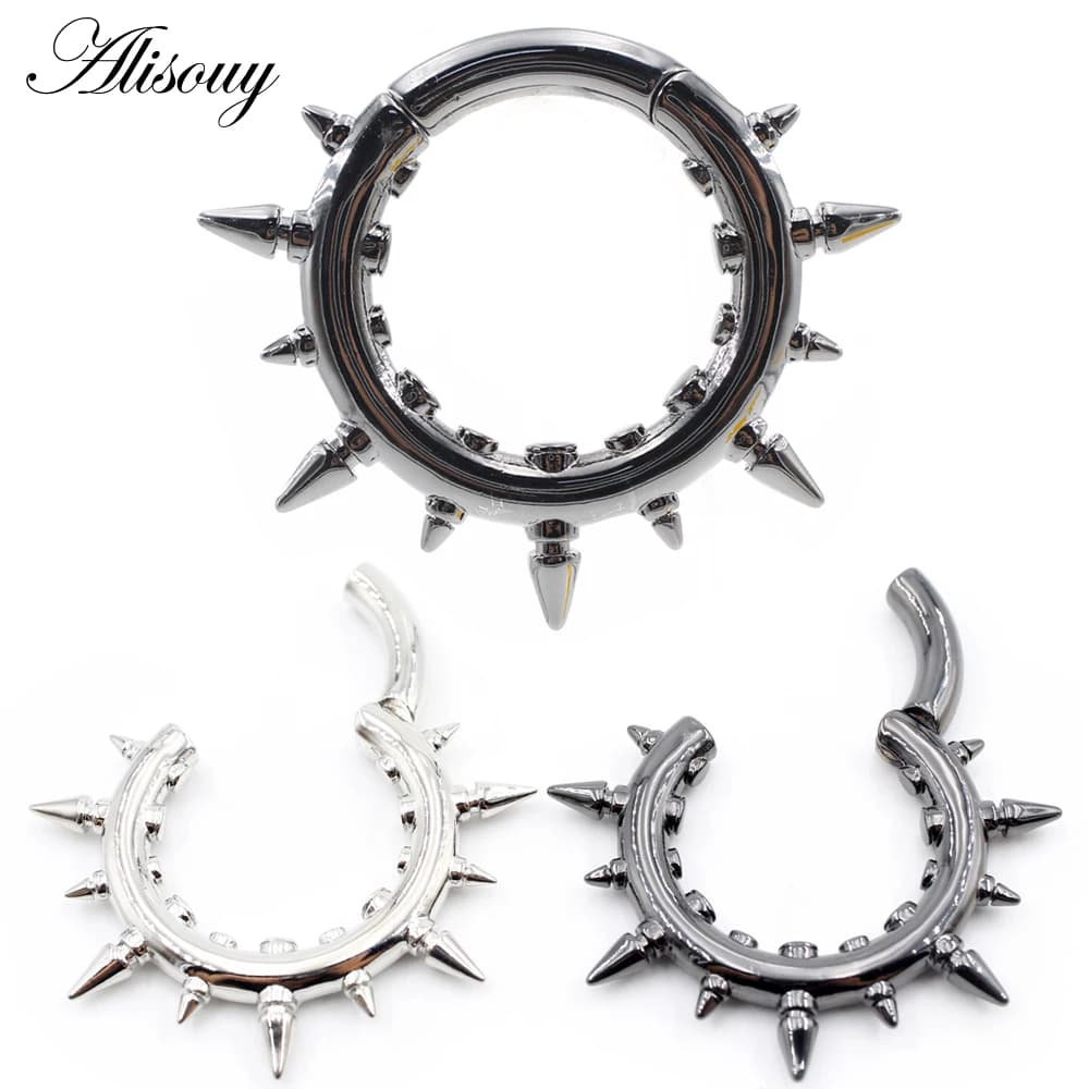 Alisouy 1PC volante in rame Spike Cone Round Ear Weights Expander barella Plugs calibri orecchini monili penetranti del corpo