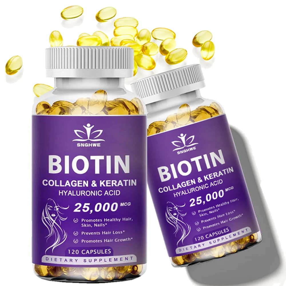SNGHWE collagen biotin capsules for extra resistant hair, skin and nails improve skin structure, hair growth, follicles repair