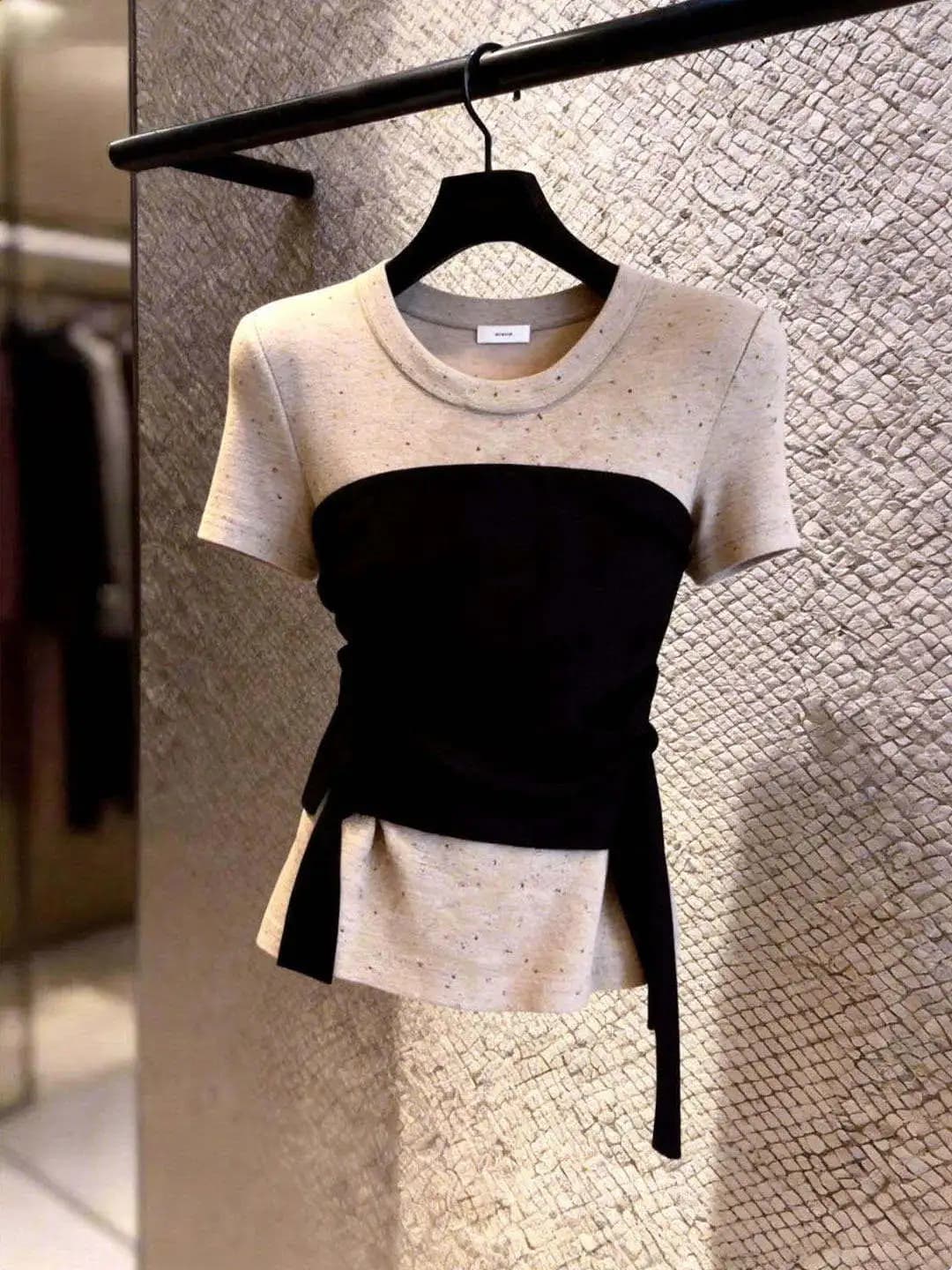 Unique Fashionable Short Sleeve T-Shirt Women's Summer Beautiful Stylish Compact French Style round Neck Pullover Top