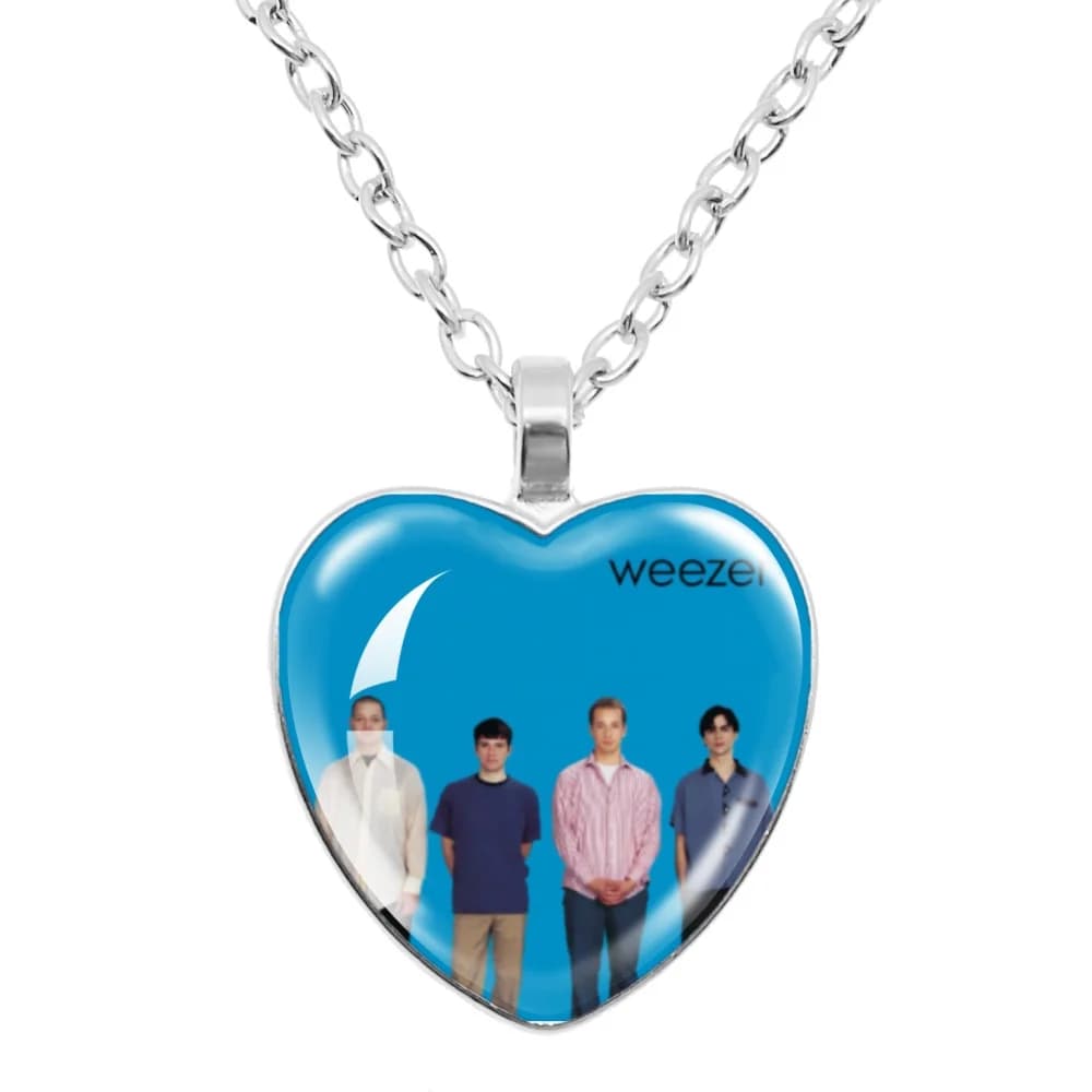 Pop Rock Band Weezer1994 Album Cover Band 25mm Glass Heart-Shape Pendant Necklace Charm Jewelry Accessories Fans Gift