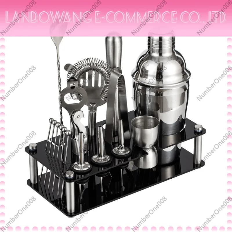 Stainless Steel Cocktail Shaker Set, Bartender Kit with Acrylic Base, Bar Mixing Tool for Home Bar Party