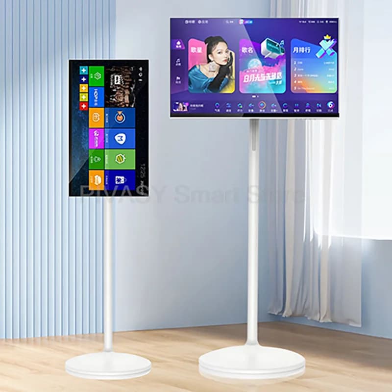 Touch Screen 32 Inch Smart TV Stand High Battery 10000 mAH 8 + 128G UHD 4K Swivel Mobile Monitor for Live Gym