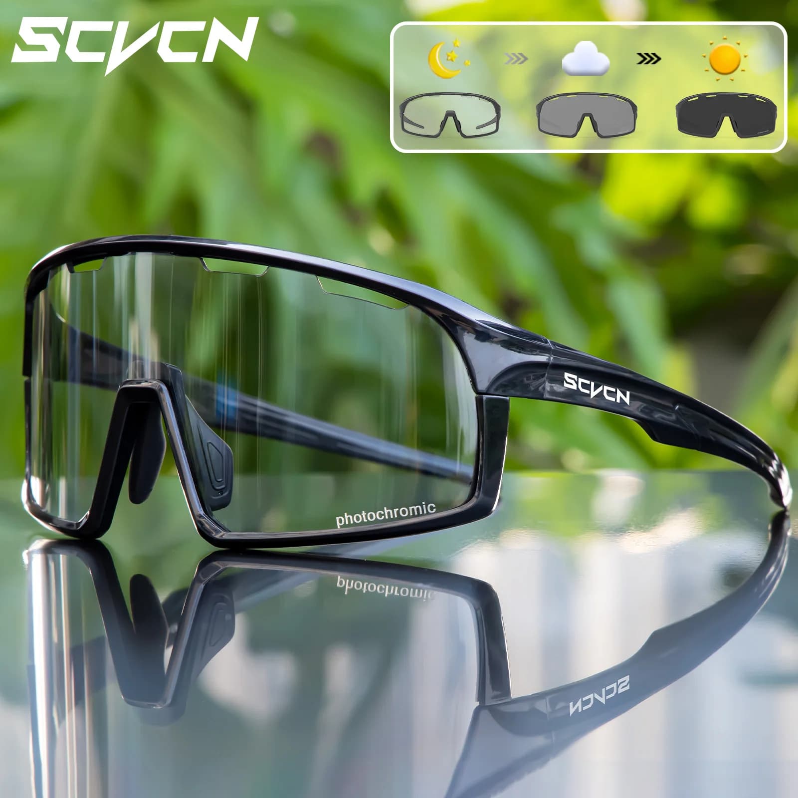SCVCN Occhiali da sole da ciclismo fotocromatici Occhiali da ciclismo UV400 Occhiali da bicicletta Sport MTB Occhiali da bici da esterno Occhiali da sole Oculari