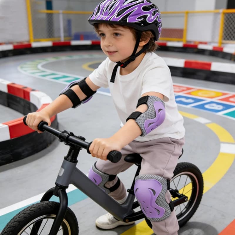 1set Bike Helmet,Toddler Helmet Knee and Elbow Pads Wrist Guards Adjustable Protective Gear Set for Girls 3-10 Years