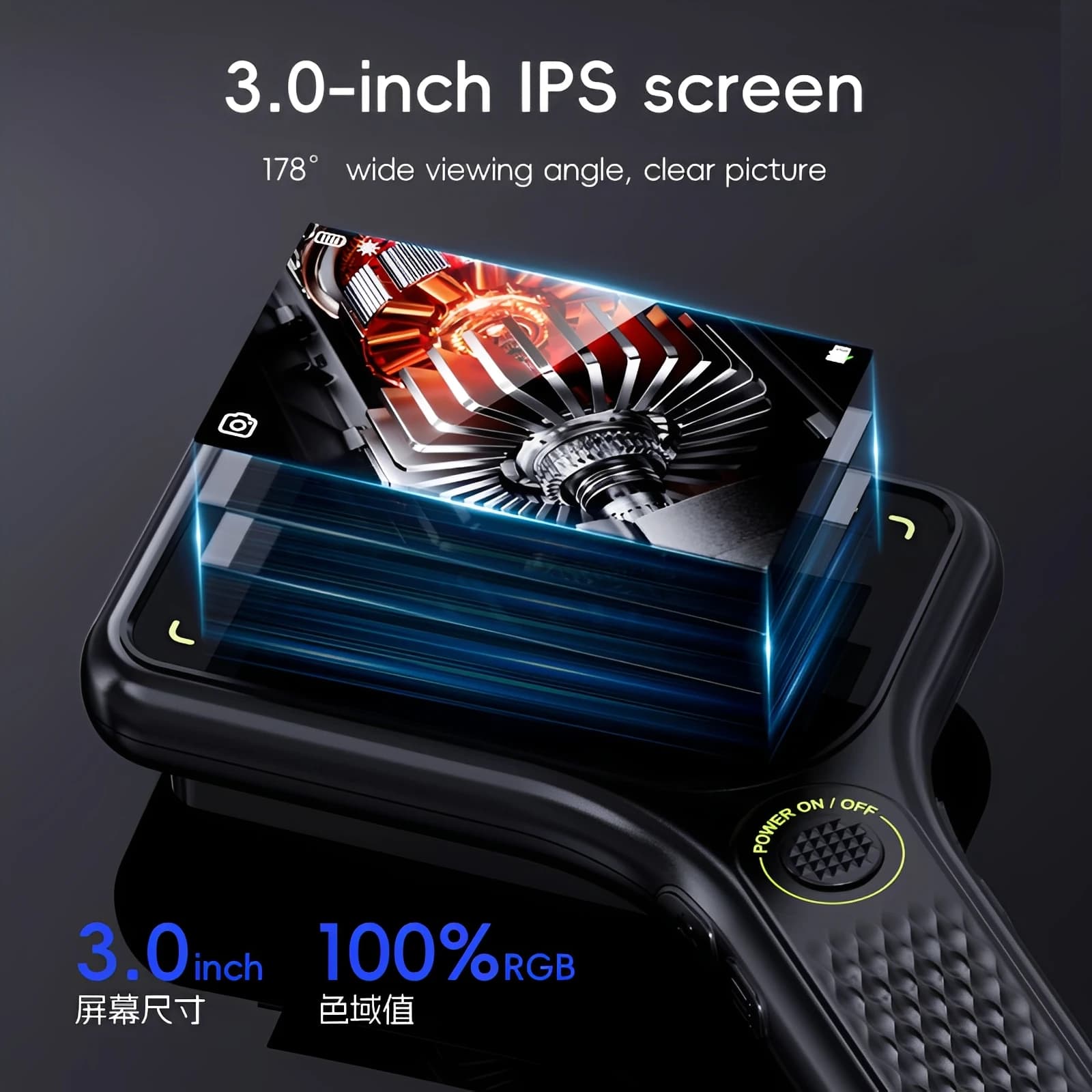 Microscopio Digitale Portatile 500X con Schermo IPS da 3 Pollici, Lente Autofocus da 2MP, 8 Luci LED, Registrazione Foto/Video, Lente d'Ingrandimento
