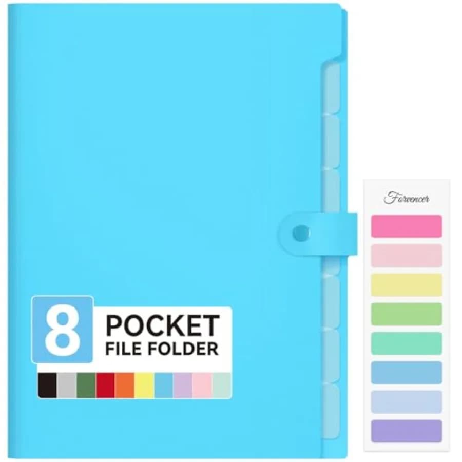 Expanding File Folder with 8 Pocket, Letter Size Accordion File Organizer, Portable Folders for Documents, Cute Paper Organizer