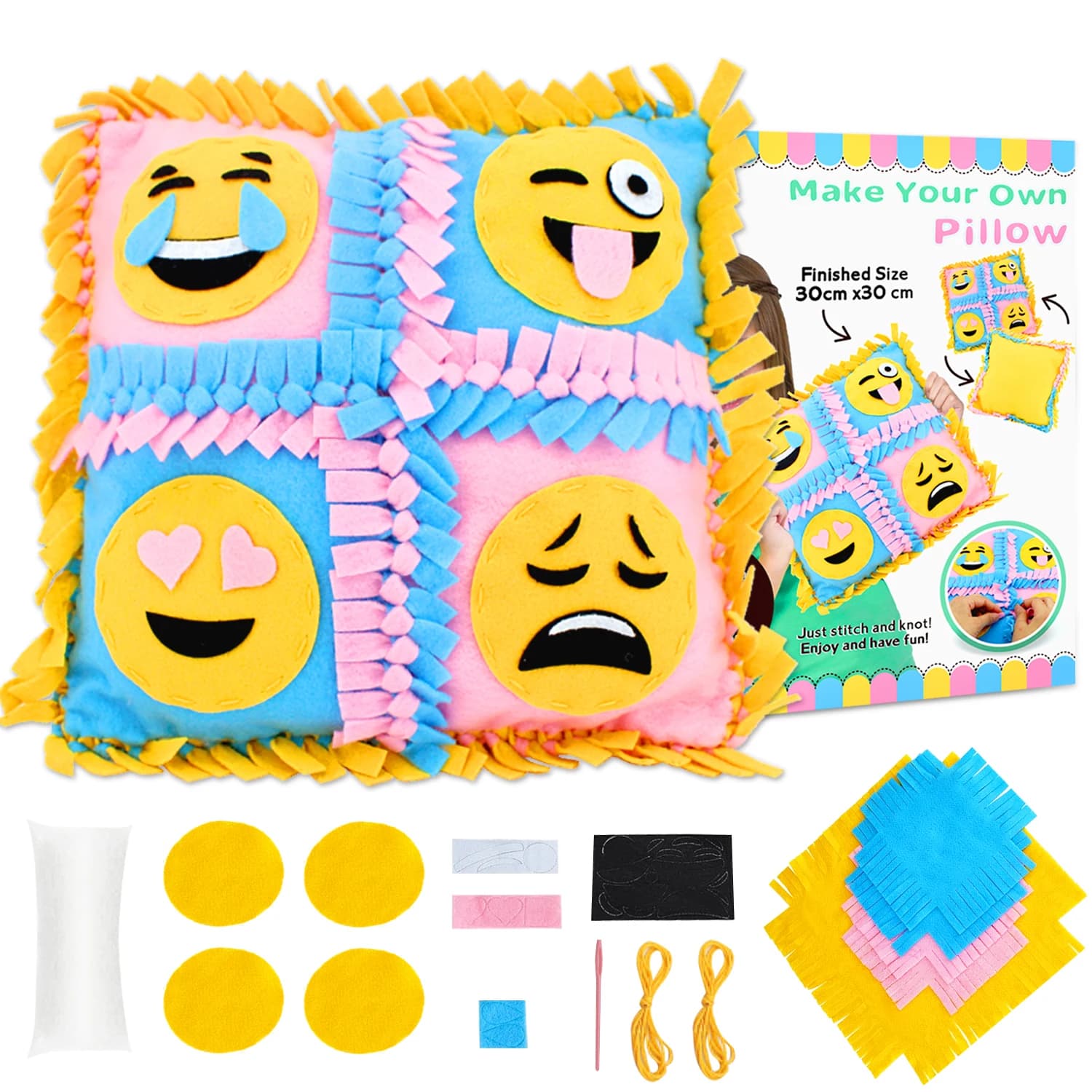 Cuscino annodato Tessuti da cucito fai-da-te Artigianato Feltro Kit Set Regali per bambini per adulti per ragazzo adolescente per ragazze