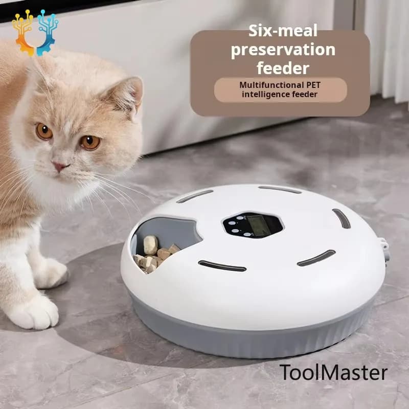 【2026】Dispenser Automatico per Cibo Secco e Umido per Cani e Gatti, 6 Pasti, Ciotole Temporizzate, Contenitore Refrigerato per Cibo Fresco, Alimentatore Wireless per Animali Domestici