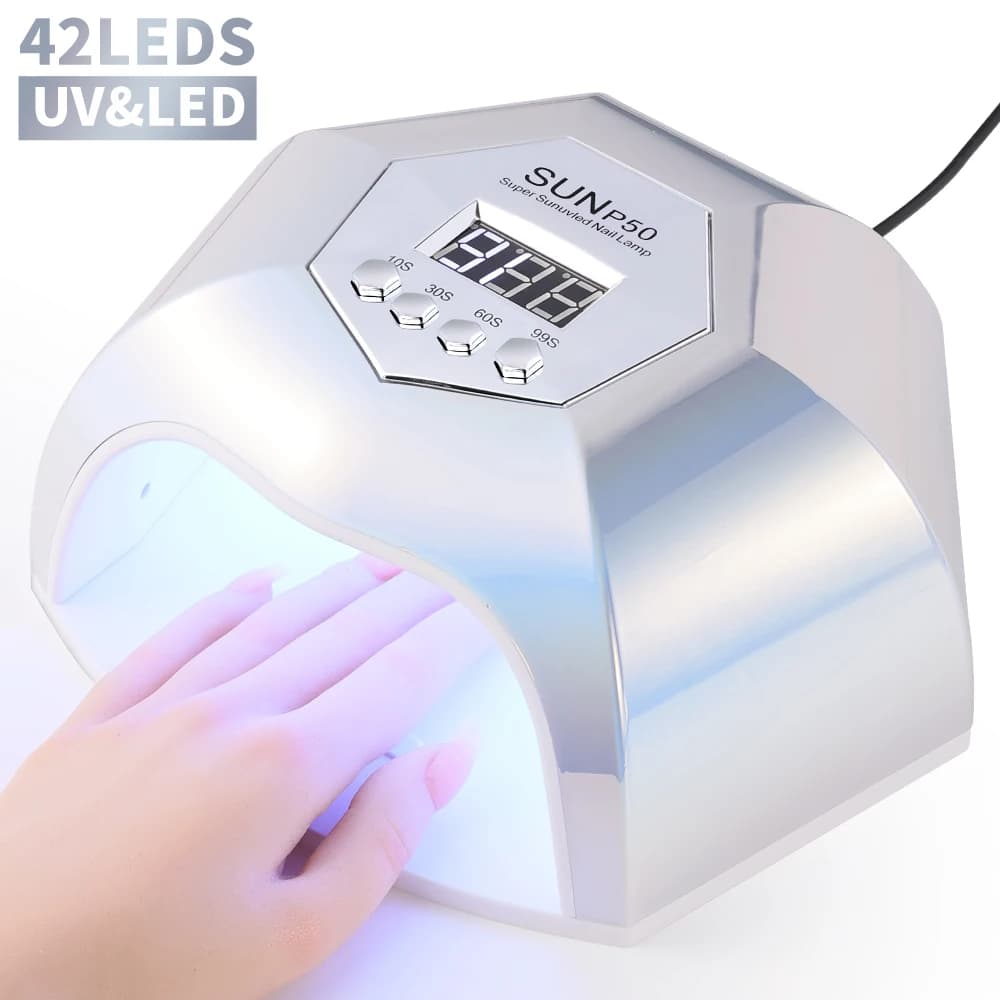 Lampada UV Professionale per Unghie con 42 LED, 4 Timer e Sensore Automatico, Luce per Asciugatura e Polimerizzazione di Smalto Gel, Strumenti per Manicure