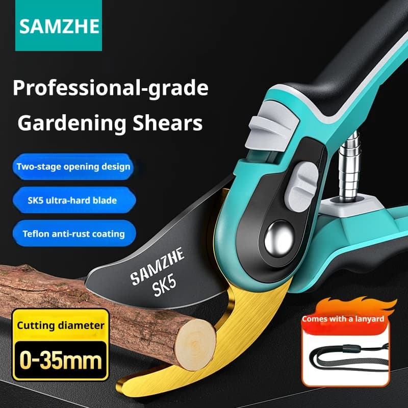 SAMZHE Gardening Scissors Branch Pruner Industrial Grade Pruning Shears labor-saving Toughbuilt Pruning Shears SK5 alloy steel