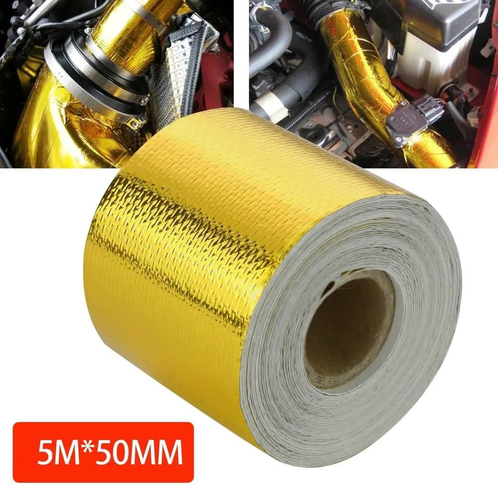 Nastro autoadesivo riflettente oro/nastro isolante termico ad alta temperatura Shield Wrap Tape Bandage 50mm x 10M Roll Universal