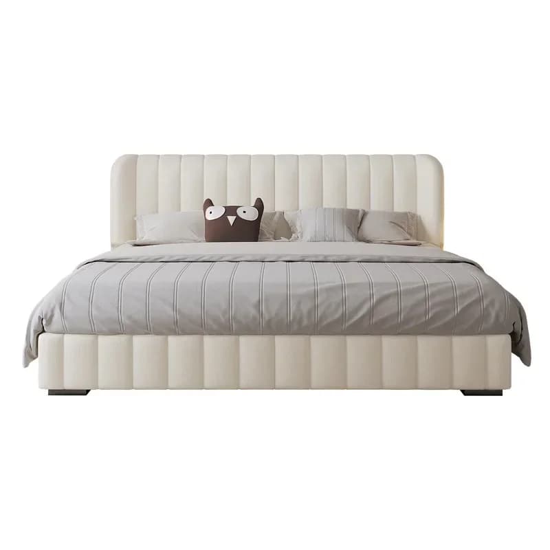 Modern and simple double bed of light luxury, with high-end atmosphere, cream style, piano keys, high container and leather lining