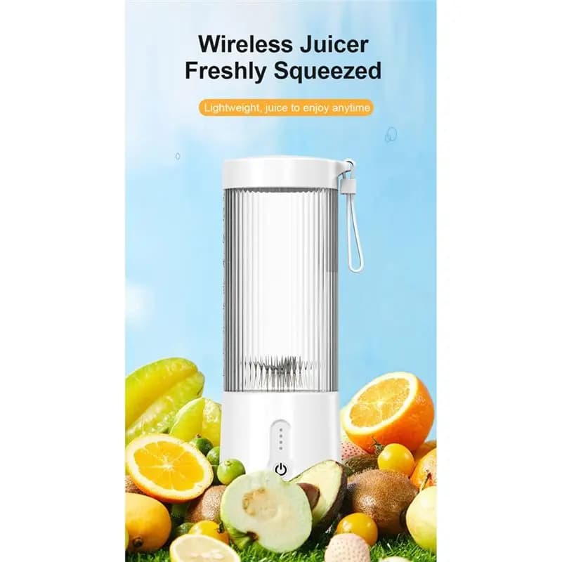 Frullatore Portatile Ricaricabile da 450ML con 6 Lame, Mixer per Frutta, Estrattore di Succo Elettrico