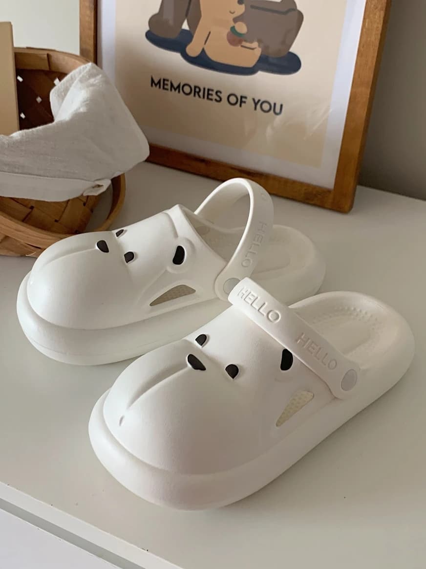 Infradito da donna con testa di orsetto, estive, per esterni, antiscivolo, impermeabili, con fori, scarpe da spiaggia, stile cartone animato anime coreano