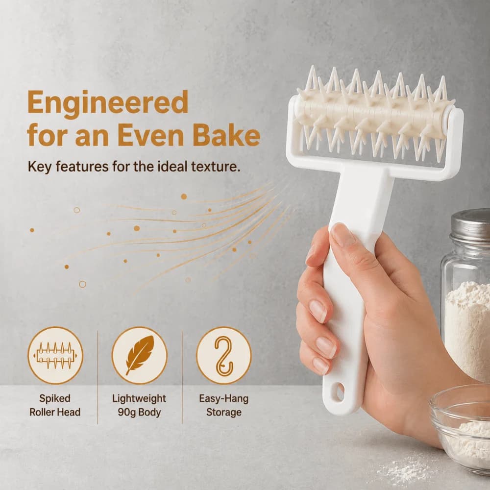 PP Pizza Dough Docker Spiked Rolling Head Needle Wheels Cake Hole Punch Hanging Hole Long Handle Pastry Roller Pie Crust
